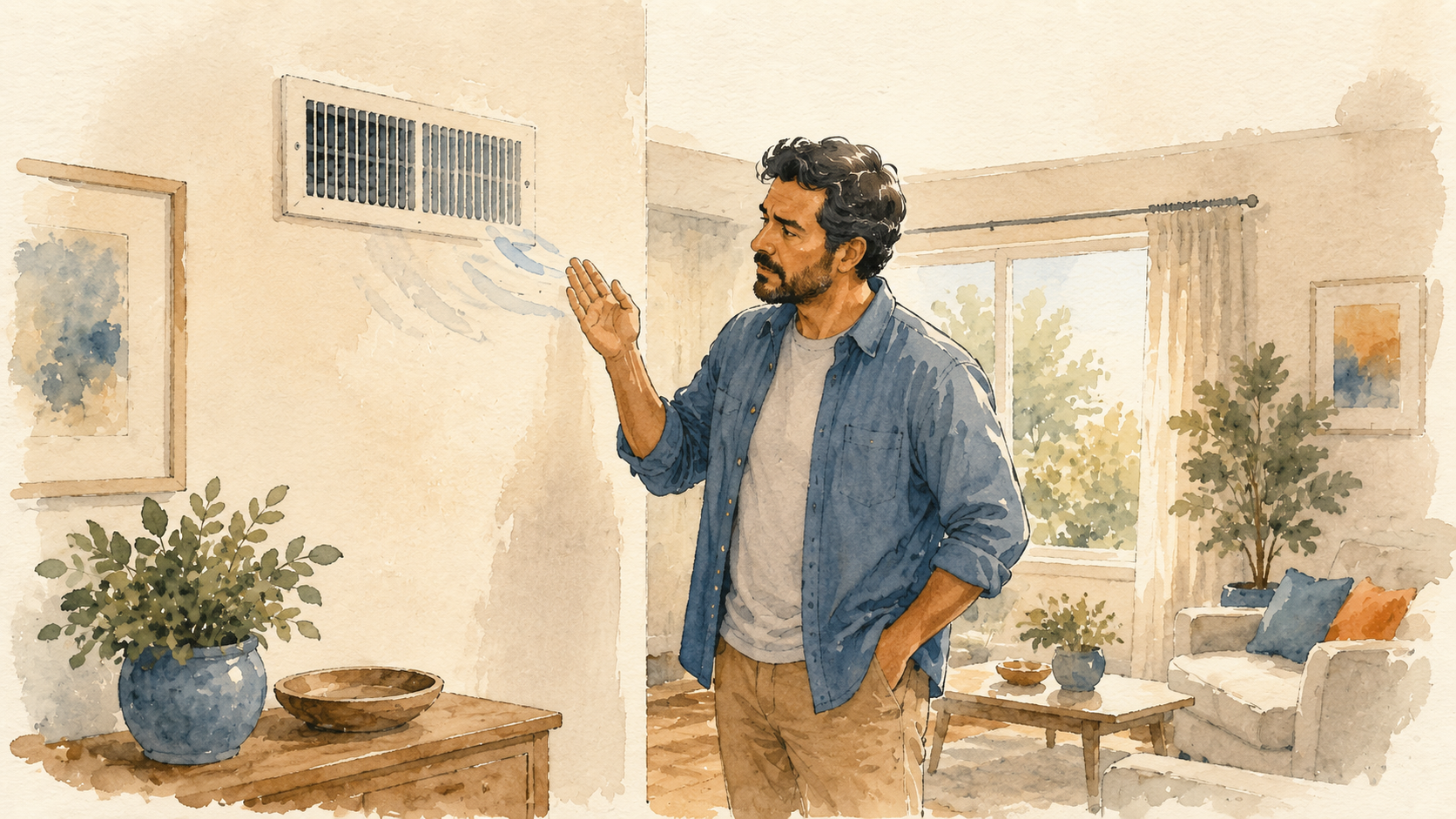 Homeowner feeling weak airflow at an indoor vent